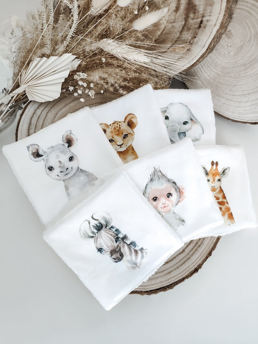 Lingettes Lavable lot de 6 - Les Animaux de la Savane
