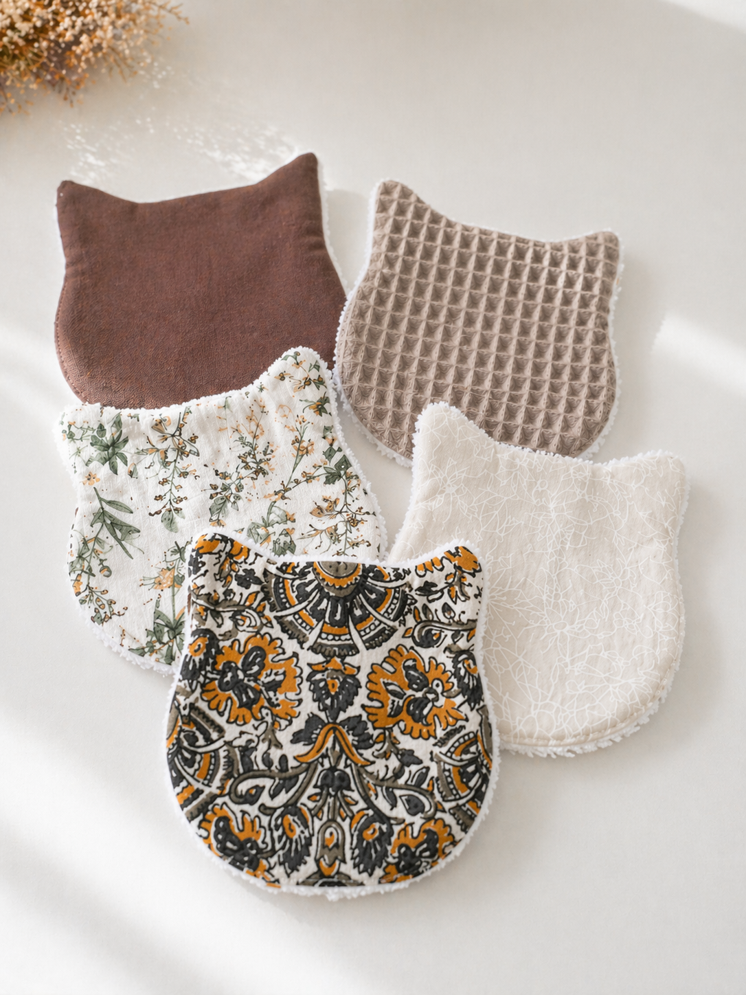 Lot de 5 lingettes Lavables Chat