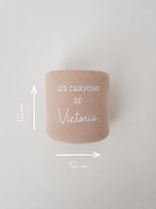 Pot à crayons personnalisé en suédine - Rose Poudré