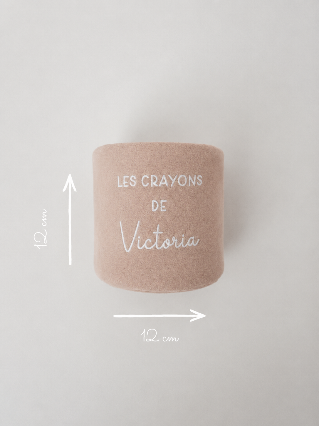 Pot à crayons personnalisé en suédine - Rose Poudré